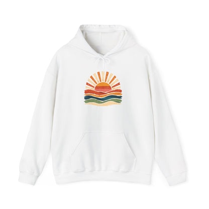 Retro Sunrise Waves Hoodie | Vintage Sunset Graphic