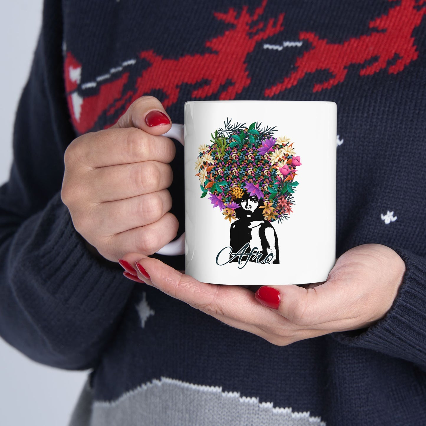 Floral Skull Illustration Mug | Ceramic Coffee Cup