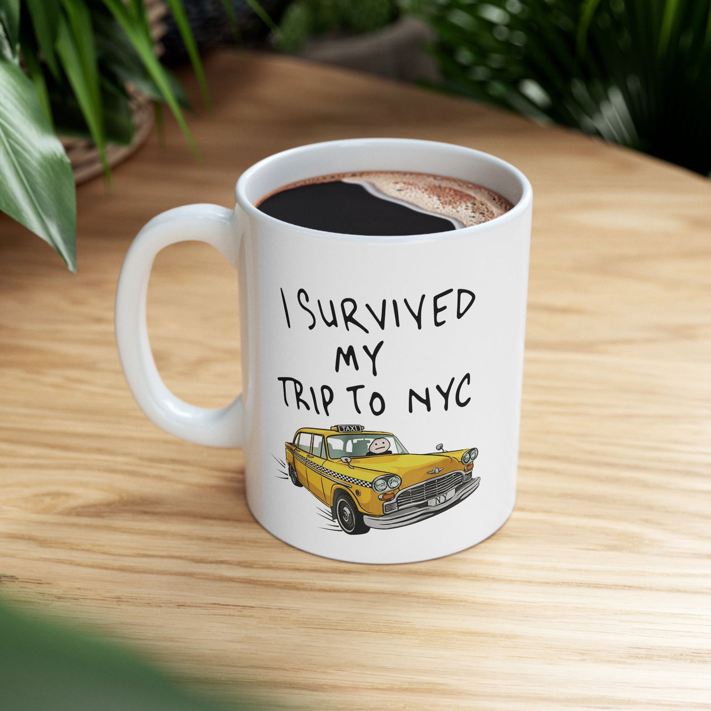 I Survived Traffic NYC Taxi Mug | Yellow Cab Coffee Cup