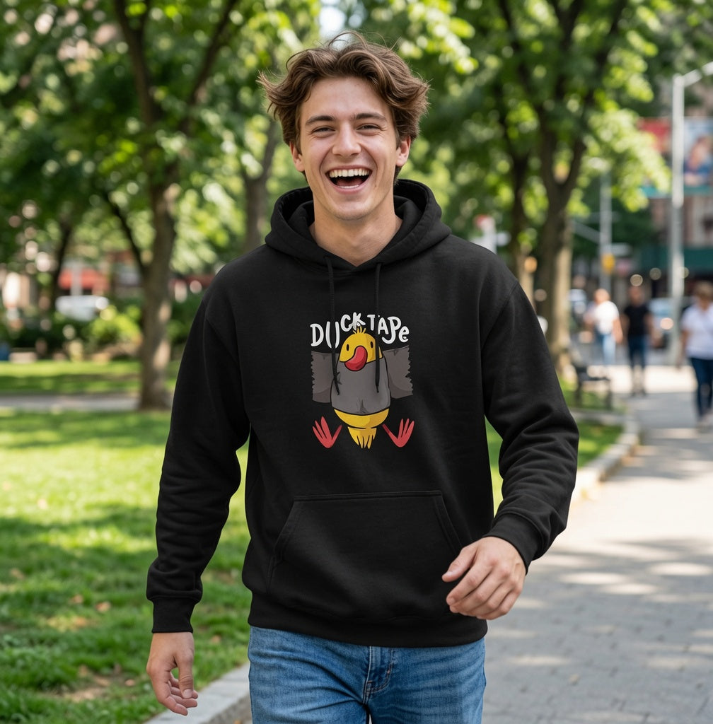 Duck Tape Cartoon Duck Hoodie | Funny Pun, Cute Bird Illustration