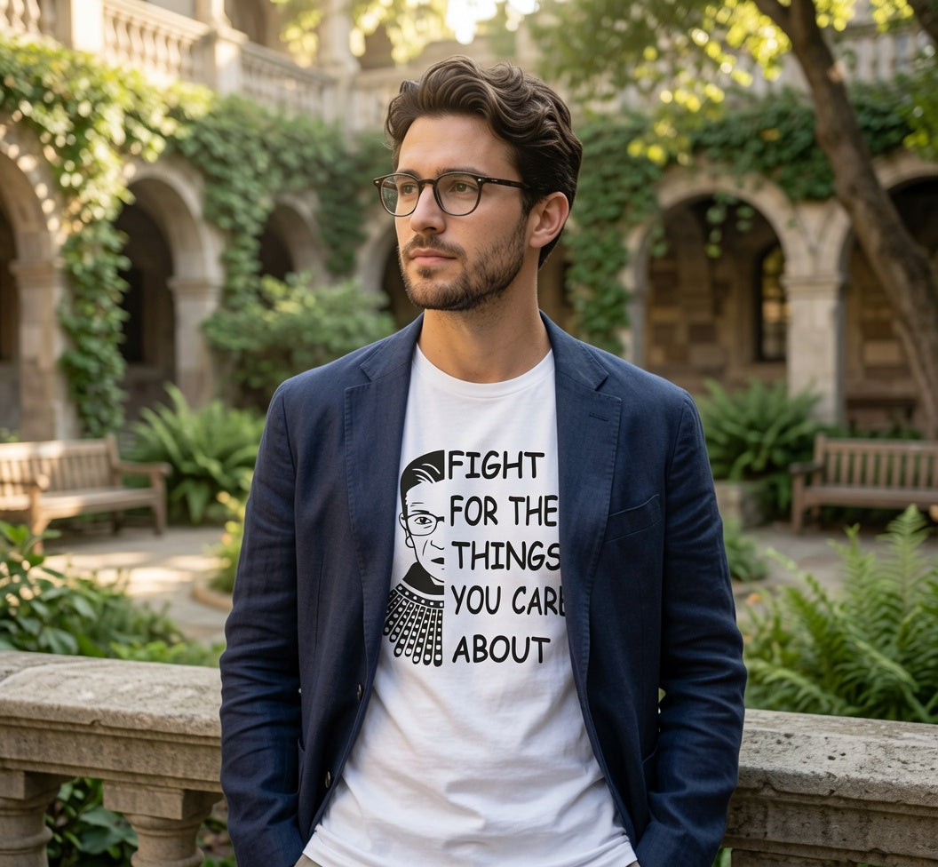 Fight for the Things You Care About T-Shirt | Ruth Bader Ginsburg Portrait Tee