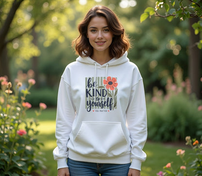Be Kind To Yourself hoodie | Floral hand-lettered self-care design