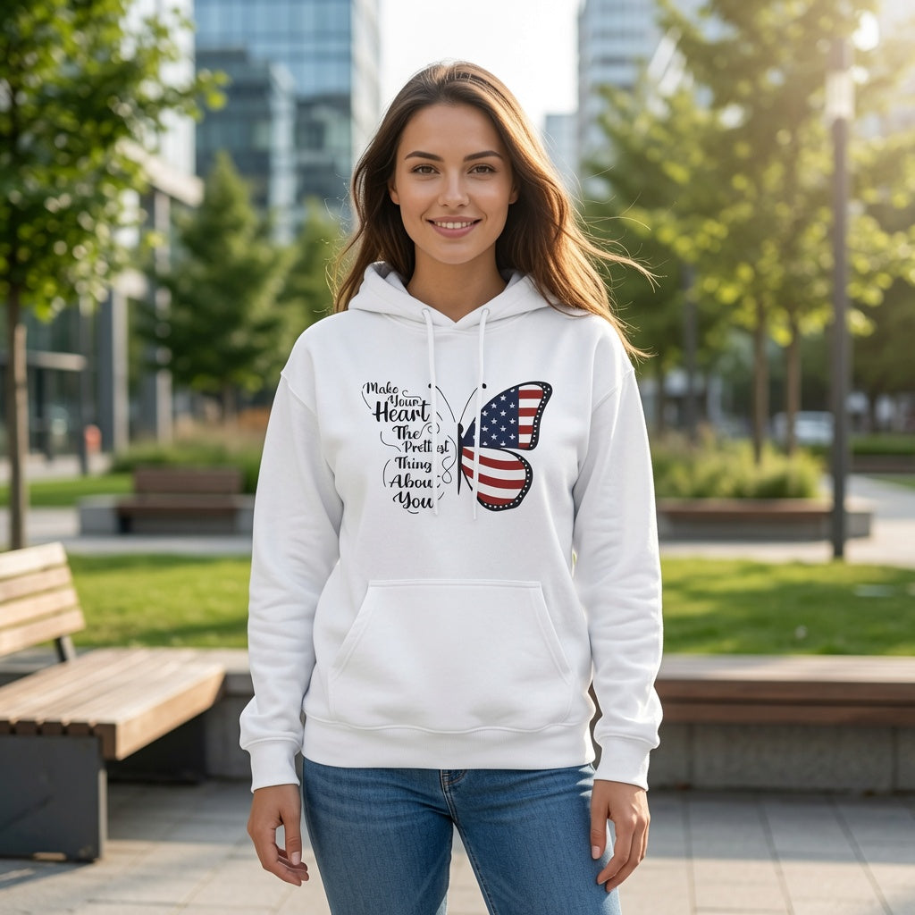 American Flag Butterfly Hoodie | Made with Heart, The Patriot Thing About You