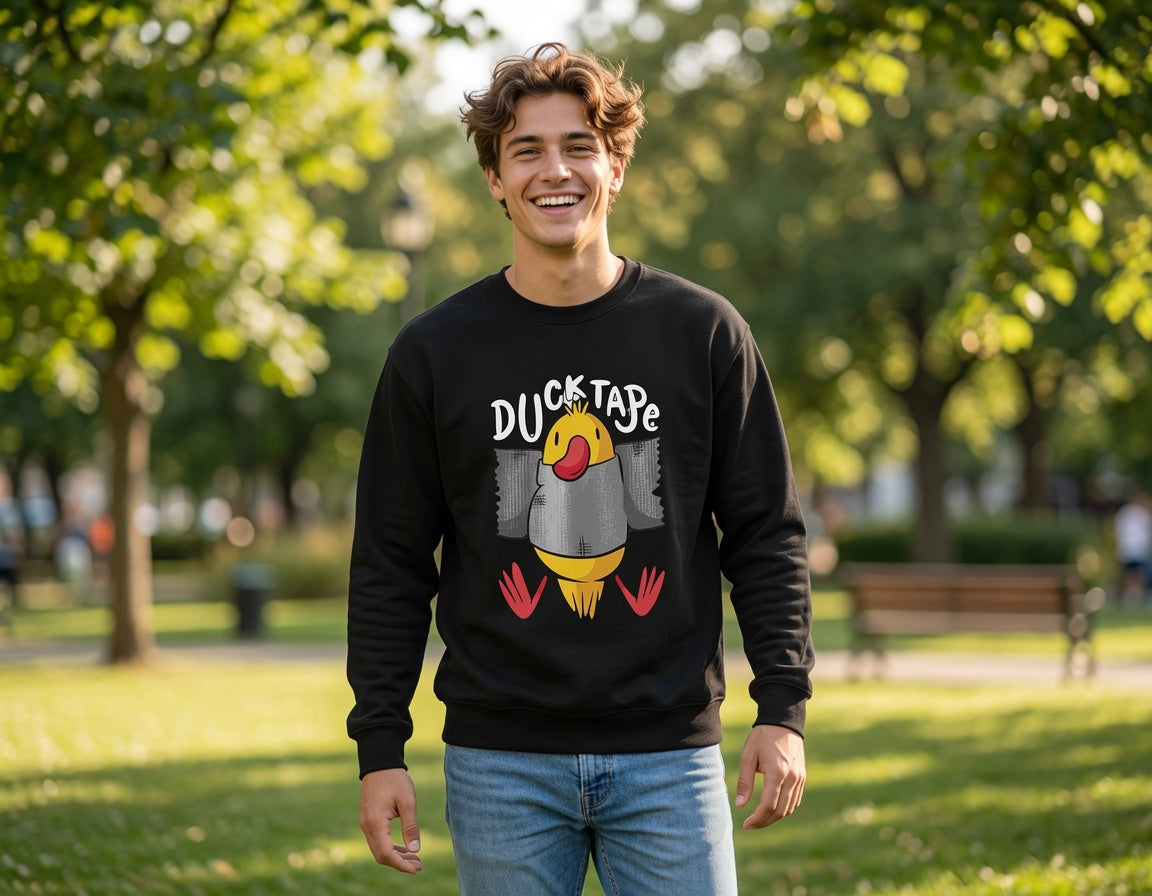 Duck Tape cartoon duck Sweatshirt | funny bird graphic crewneck