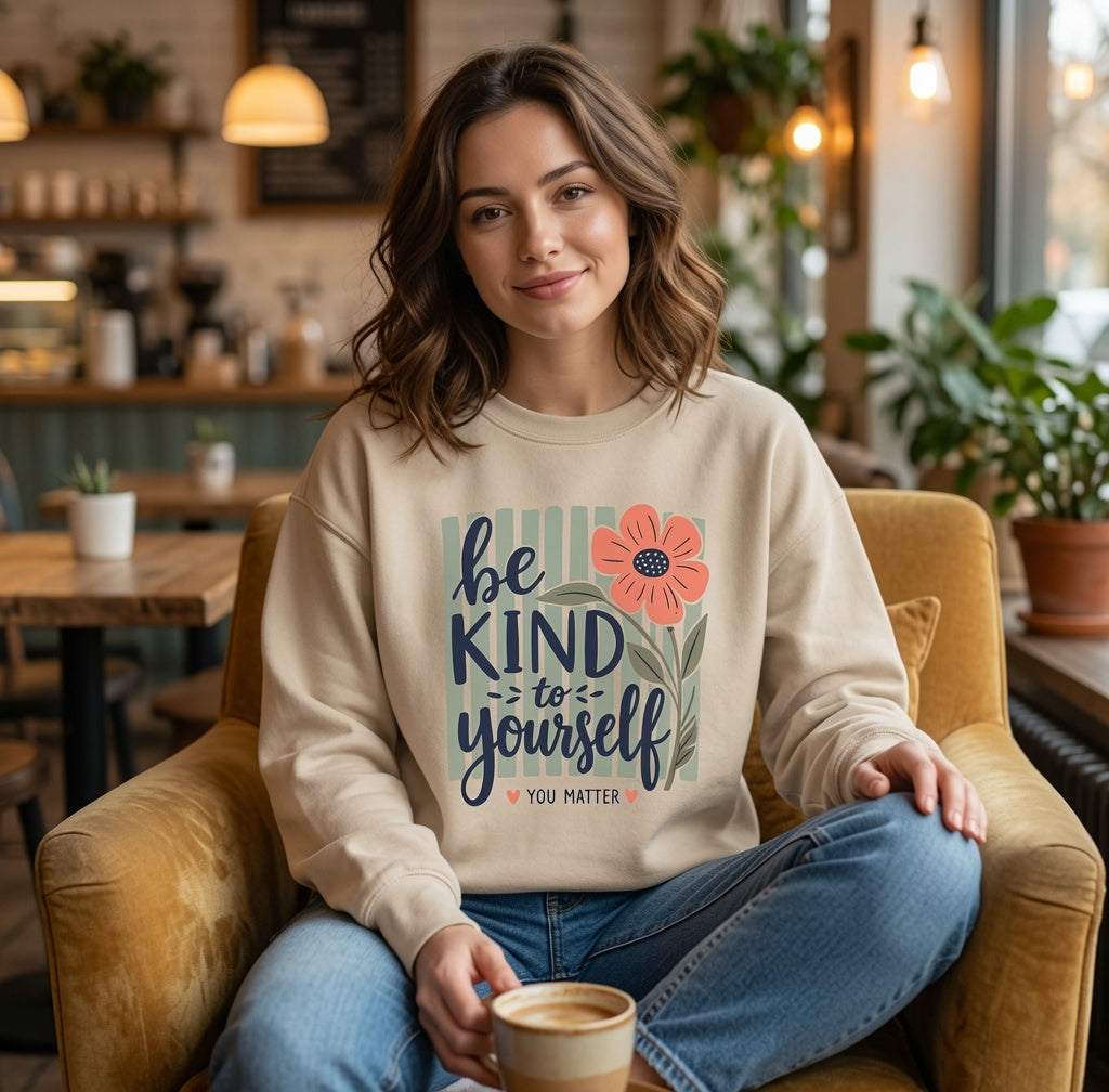 Be Kind to Yourself floral graphic Sweatshirt | You Matter crewneck