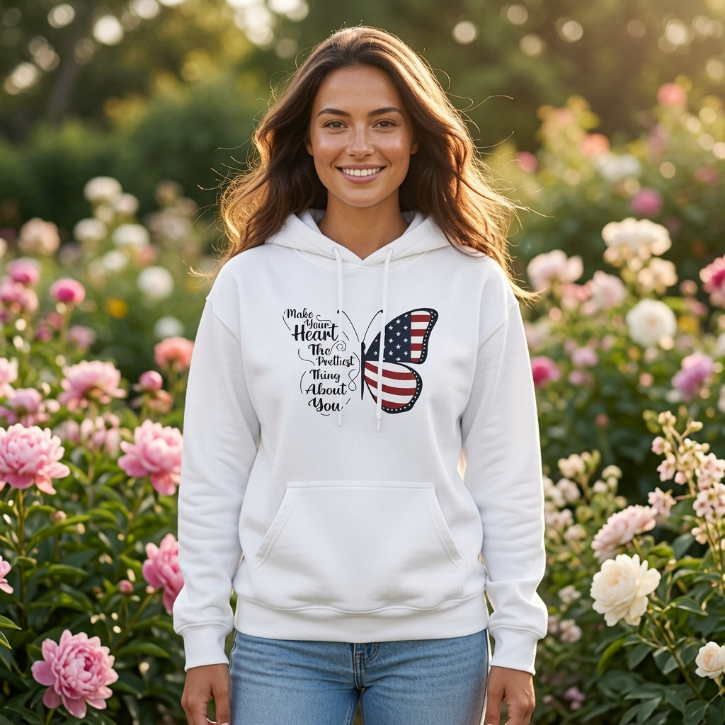 American Flag Butterfly Hoodie | Made with Heart, The Patriot Thing About You