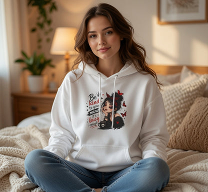 Be Kind to Yourself Girl Illustration Hoodie | Cute Self-Care Graphic