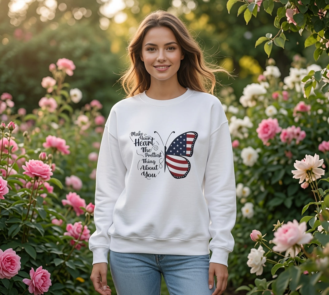 American Flag Butterfly sweatshirt | Patriotic butterfly design