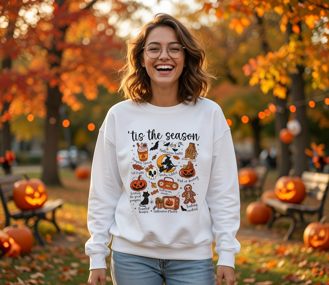 Tis the Season Halloween Candy Autumn Icons Sweatshirt | Fall Cozy Crewneck