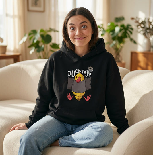 Duck Tape Cartoon Duck Hoodie | Funny Pun, Cute Bird Illustration
