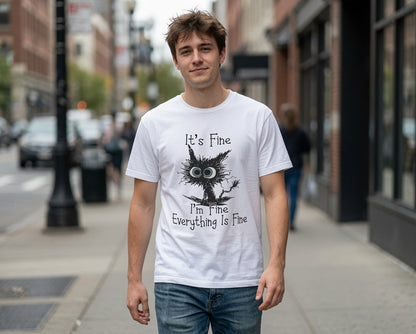 T-Shirt — "It's Fine" Funny Scruffy Owl Graphic Tee