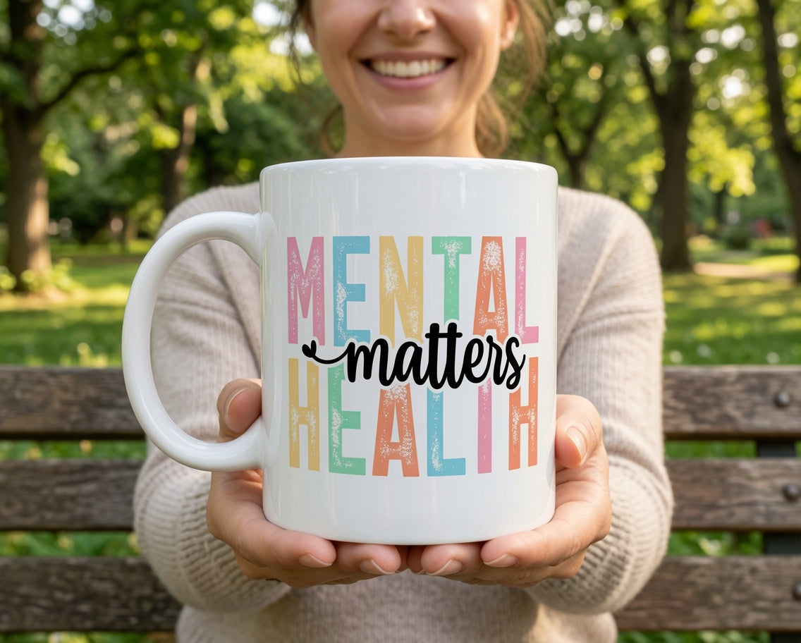 Mental Health Awareness Mug | Pastel Block Letter Design
