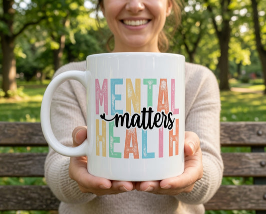 Mental Health Awareness Mug | Pastel Block Letter Design