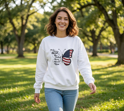 American Flag Butterfly sweatshirt | Patriotic butterfly design