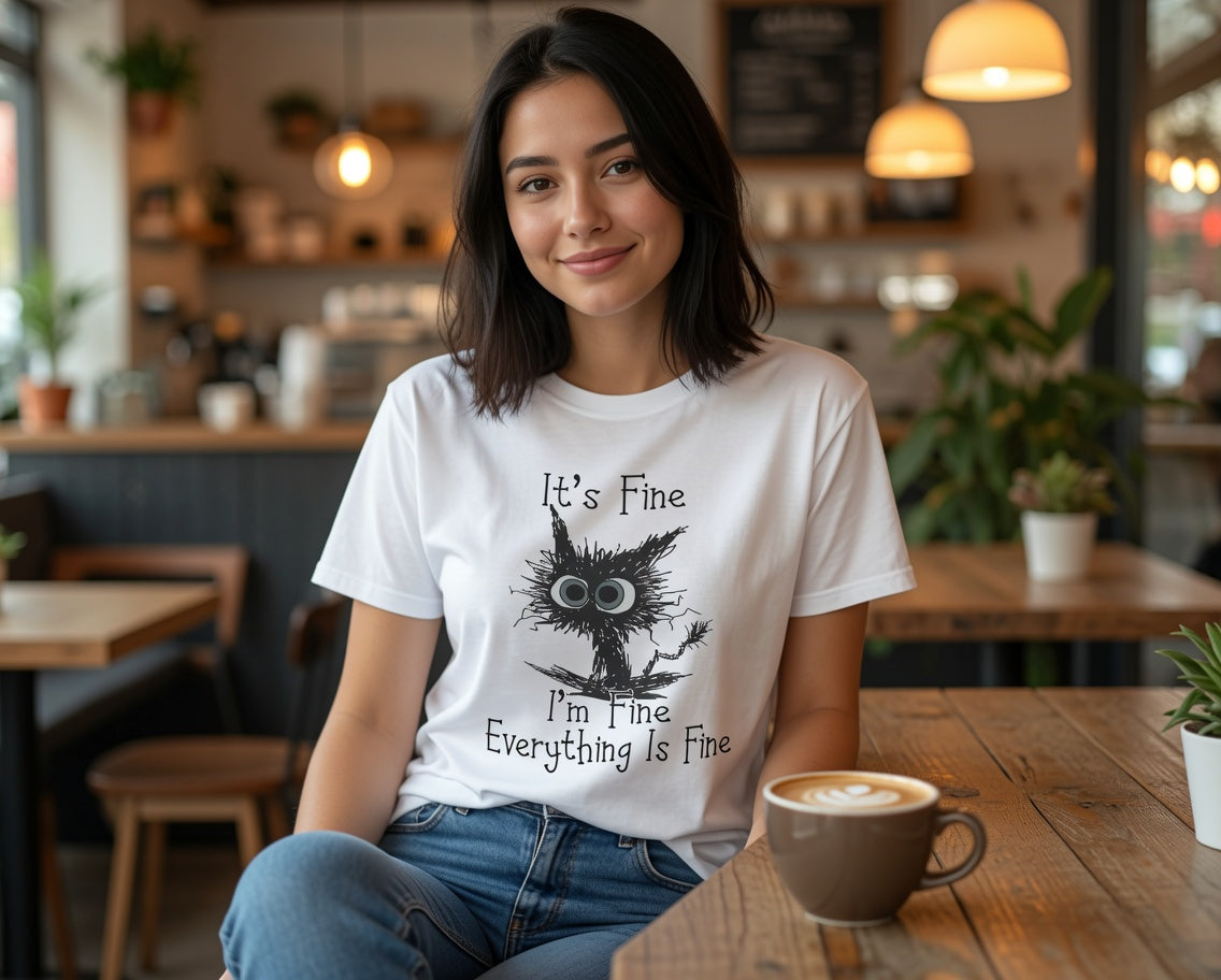 T-Shirt — "It's Fine" Funny Scruffy Owl Graphic Tee