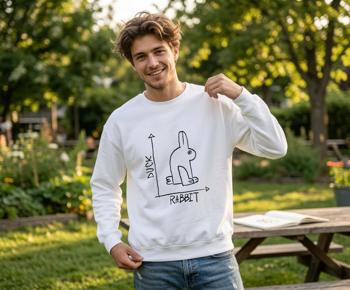 Duck vs Rabbit Diagram Sweatshirt | Optical Illusion Illustration