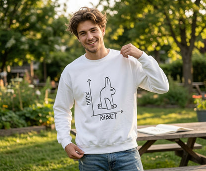 Duck vs Rabbit Diagram Sweatshirt | Optical Illusion Illustration