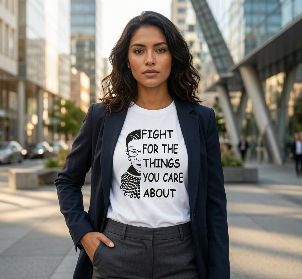 Fight for the Things You Care About T-Shirt | Ruth Bader Ginsburg Portrait Tee